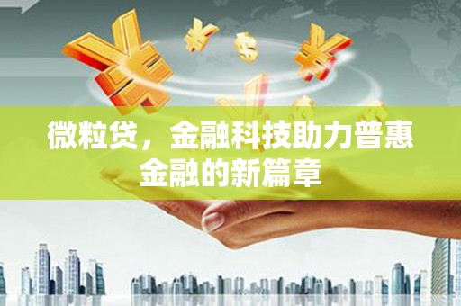 陆良微粒贷，金融科技助力普惠金融的新篇章