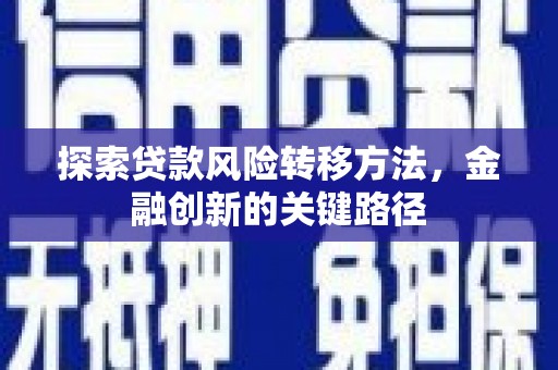 陆良探索贷款风险转移方法，金融创新的关键路径