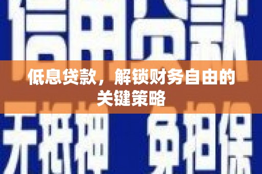 陆良低息贷款，解锁财务自由的关键策略