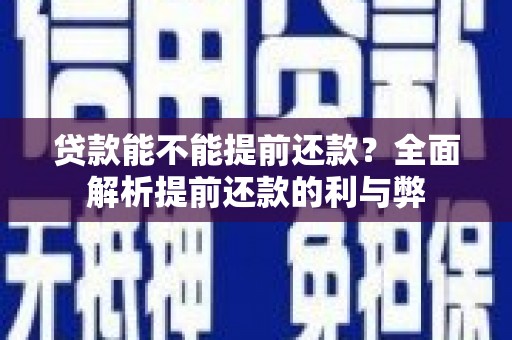 陆良贷款能不能提前还款？全面解析提前还款的利与弊